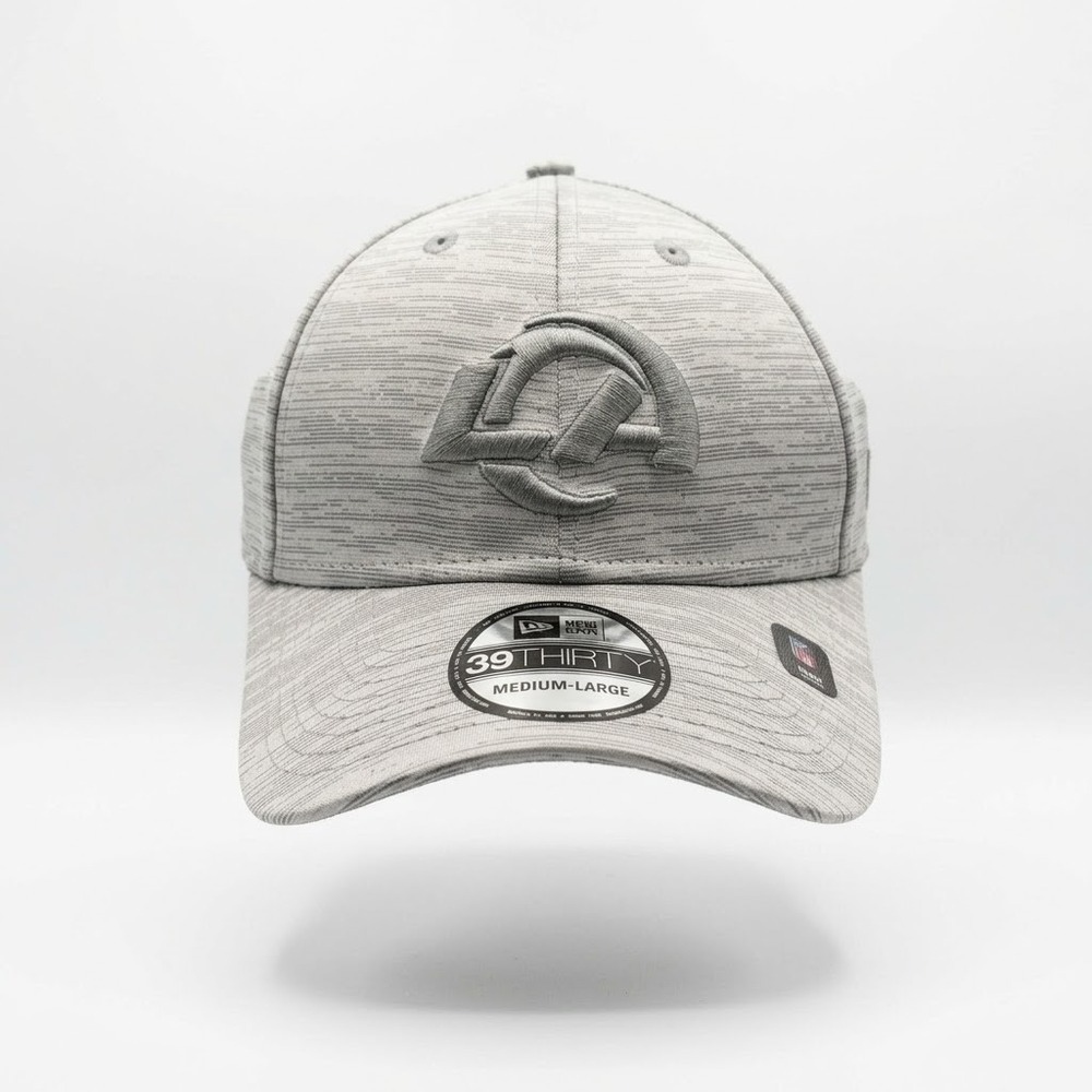 New Era Los Angeles Rams Hat Men M/L Grey New 39THIRTY Tech Stretch Fit Cap